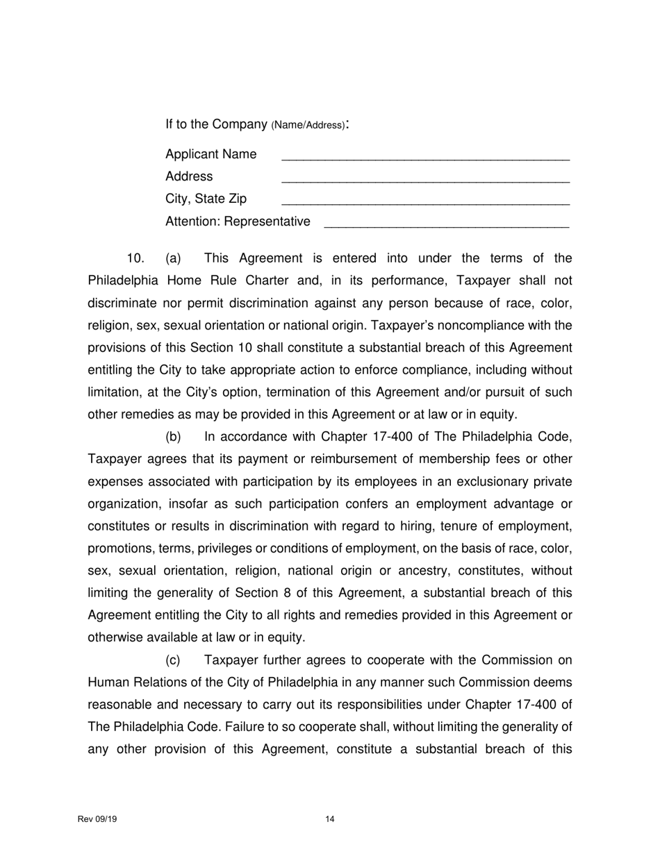 Job Creation Tax Credit Application - City of Philadelphia, Pennsylvania, Page 14