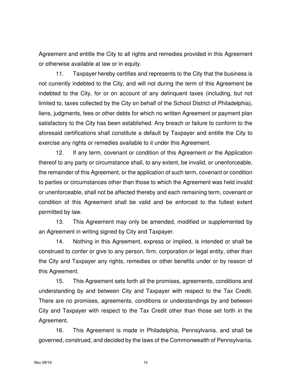 Job Creation Tax Credit Application - City of Philadelphia, Pennsylvania, Page 15