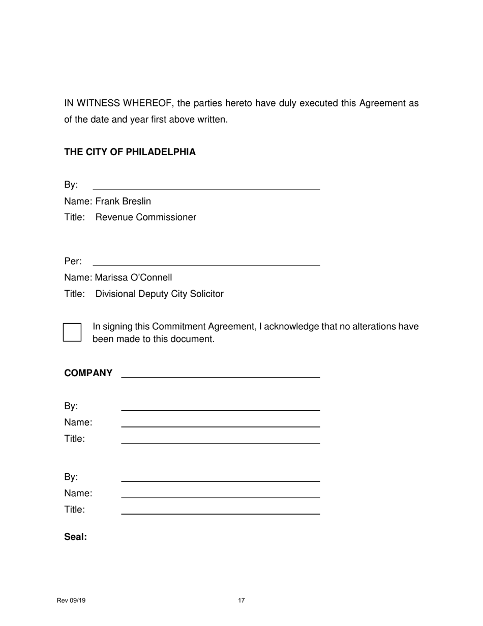 Job Creation Tax Credit Application - City of Philadelphia, Pennsylvania, Page 17