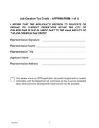 Job Creation Tax Credit Application - City of Philadelphia, Pennsylvania, Page 7