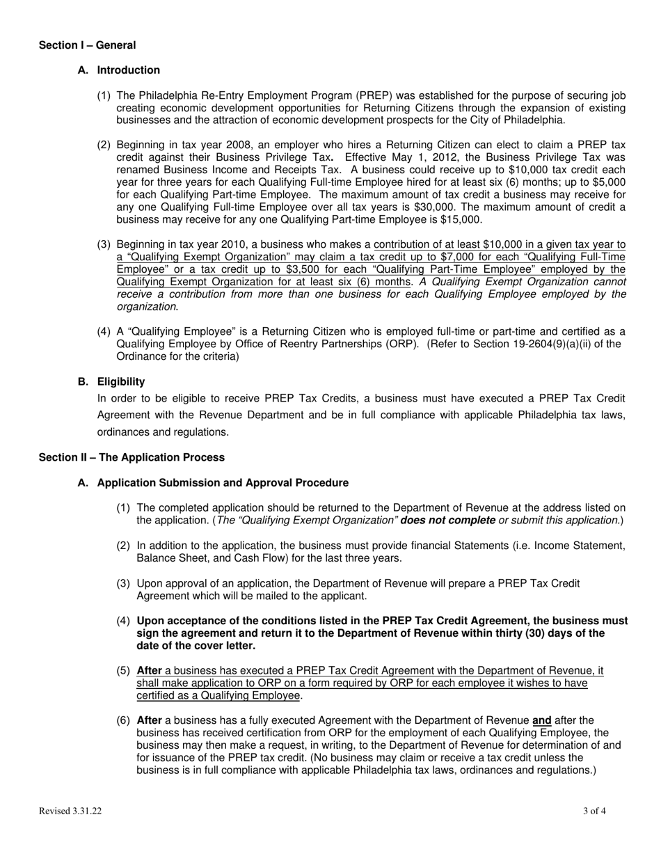 Employer Application to Participate in the Philadelphia Re-entry Employment Program - City of Philadelphia, Pennsylvania, Page 3