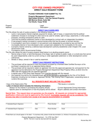 Document preview: City Fee Owned Property Direct Sale Request Form - City of Fort Worth, Texas