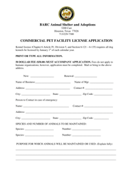 Commercial Pet Facility License Application - City of Houston, Texas, Page 3
