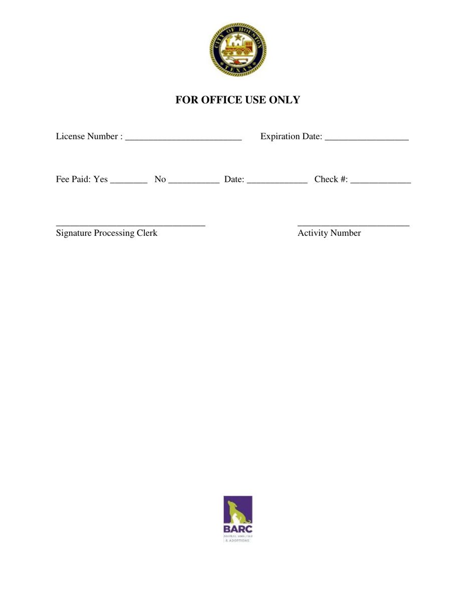Commercial Pet Facility License Application - City of Houston, Texas, Page 5