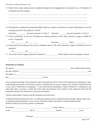 Hotel Employee Training on Human Trafficking Submission Form - City of Houston, Texas, Page 2