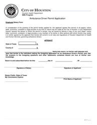 Ambulance Driver Permit Application - City of Houston, Texas, Page 2