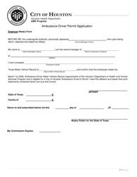 Ambulance Driver Permit Application - City of Houston, Texas, Page 3