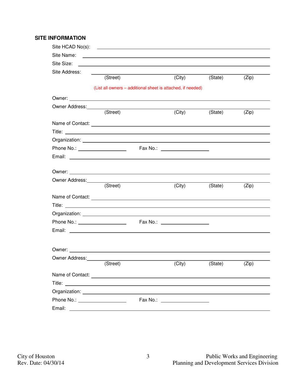 Application for Approval of Municipal Setting Designation - City of Houston, Texas, Page 3