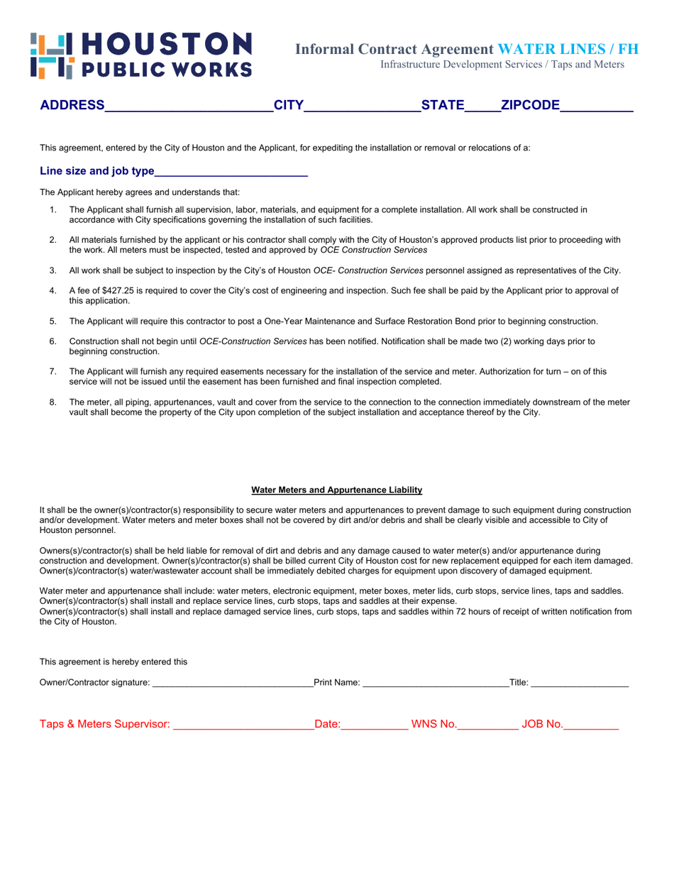 Job Application for Water Lines or Fire Hydrants - City of Houston, Texas, Page 2