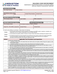 Document preview: Form CE-1385 Emergency Responder Radio Coverage (Errc) Special Inspection/Survey Report - City of Houston, Texas
