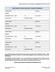 Form CE-1314 Second Grade Stationary Engineer Application - City of Houston, Texas, Page 2