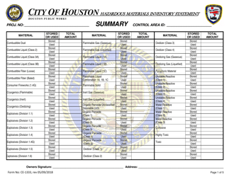 Document preview: Form CE-1333 Hazardous Materials Inventory Statement - City of Houston, Texas