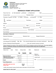 Document preview: Newsrack Permit Application - City of Houston, Texas