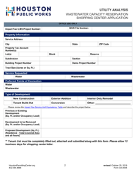 Form UA-0008 Wastewater Capacity Reservation Shopping Center Application - City of Houston, Texas, Page 2