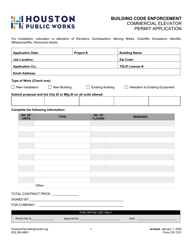 Form CE-1331 Commercial Elevator Permit Application - City of Houston, Texas