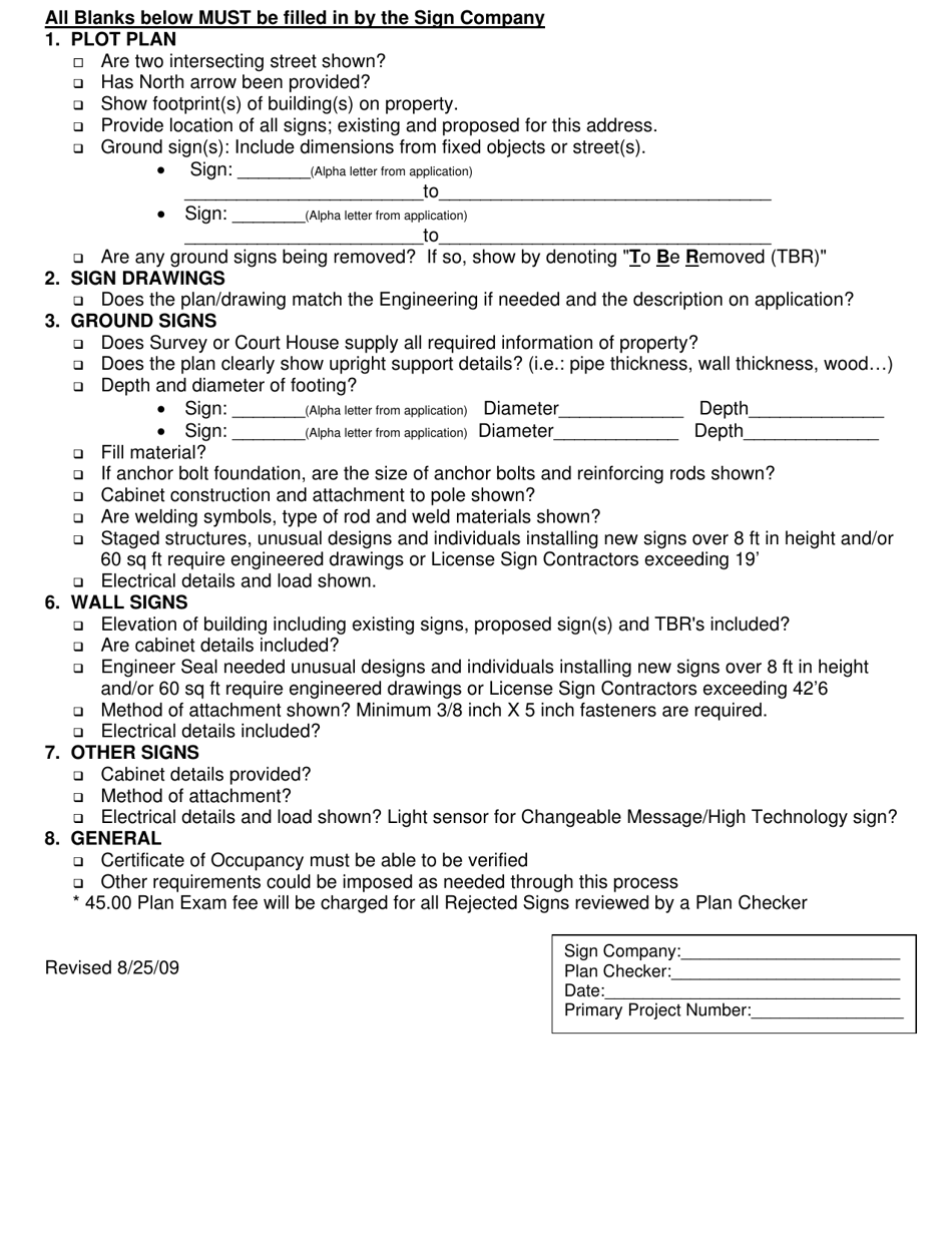 Sign Administration General Prerequisites Requirements for Plan Review - City of Houston, Texas, Page 2