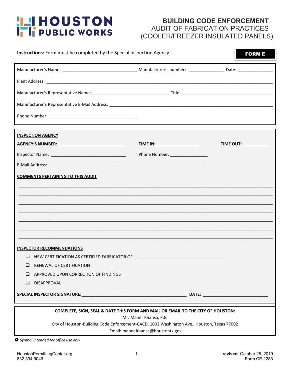 Form E (CE-1283) - Fill Out, Sign Online and Download Fillable PDF ...