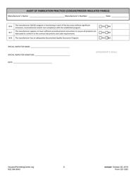 Form E (CE-1283) Audit of Fabrication Practices (Cooler/Freezer Insulated Panels) - City of Houston, Texas, Page 6