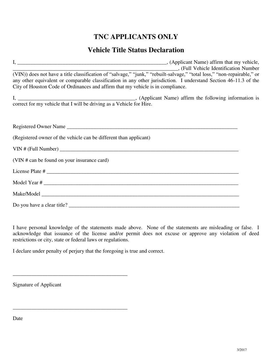 Vehicle-For-Hire Drivers License Application - City of Houston, Texas, Page 6