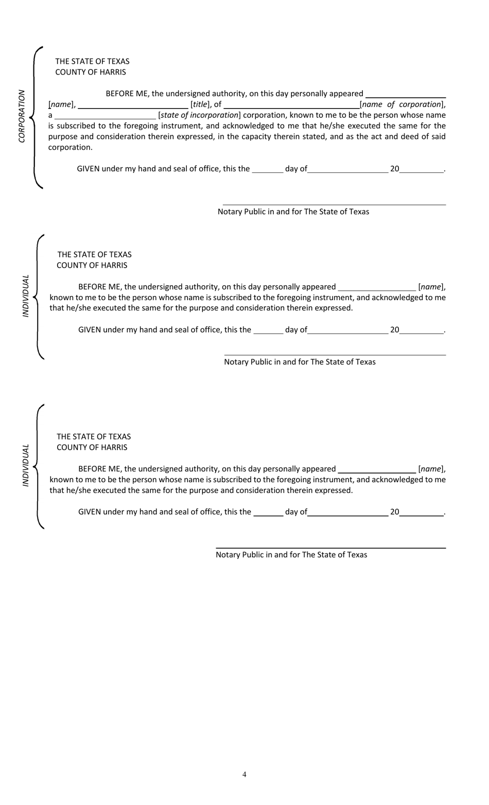 Form PW-9873C Consent to Encroachment Over City Easement - City of Houston, Texas, Page 4