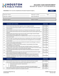 Document preview: Form B (CE-1281) Review of Quality System Manual - City of Houston, Texas