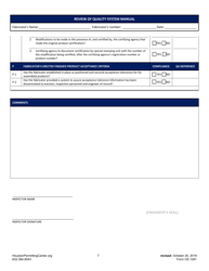 Form B (CE-1281) Review of Quality System Manual - City of Houston, Texas, Page 7