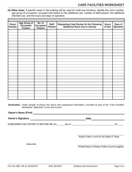 Form CE-1108 Care Facilities Worksheet - City of Houston, Texas, Page 3