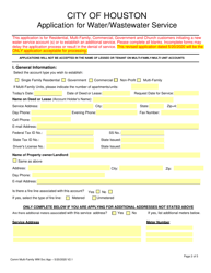 Application for Water/Wastewater Service - City of Houston, Texas, Page 2