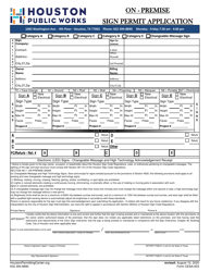 Document preview: Form CESA-003 On - Premise Sign Permit Application - City of Houston, Texas
