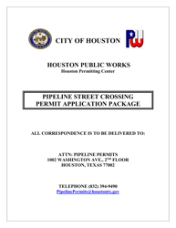 Document preview: Pipeline Street Crossing Permit Application - City of Houston, Texas
