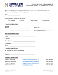 Document preview: Form CE-1055 Overtime Inspection Payment Form - City of Houston, Texas