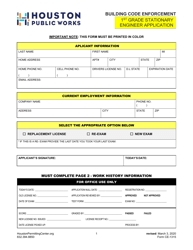 Document preview: Form CE-1315 First Grade Stationary Engineer Application - City of Houston, Texas