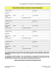 Form CE-1315 First Grade Stationary Engineer Application - City of Houston, Texas, Page 2