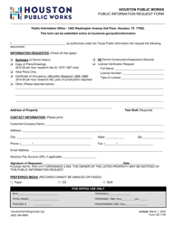 Document preview: Form CE-1100 Public Information Request Form - City of Houston, Texas