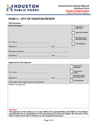 Infrastructure Design Manual Variance Form - City of Houston, Texas, Page 3