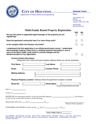 Document preview: Multi-Family Rental Property Registration - City of Houston, Texas