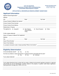 Application for Brownfields Redevelopment Assisstance - City of Houston, Texas, Page 2