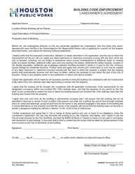Document preview: Form CE-1237 Landowner's Agreement - City of Houston, Texas
