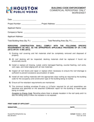 Document preview: Form CE-1076 Commercial Reroofing Only Worksheet - City of Houston, Texas