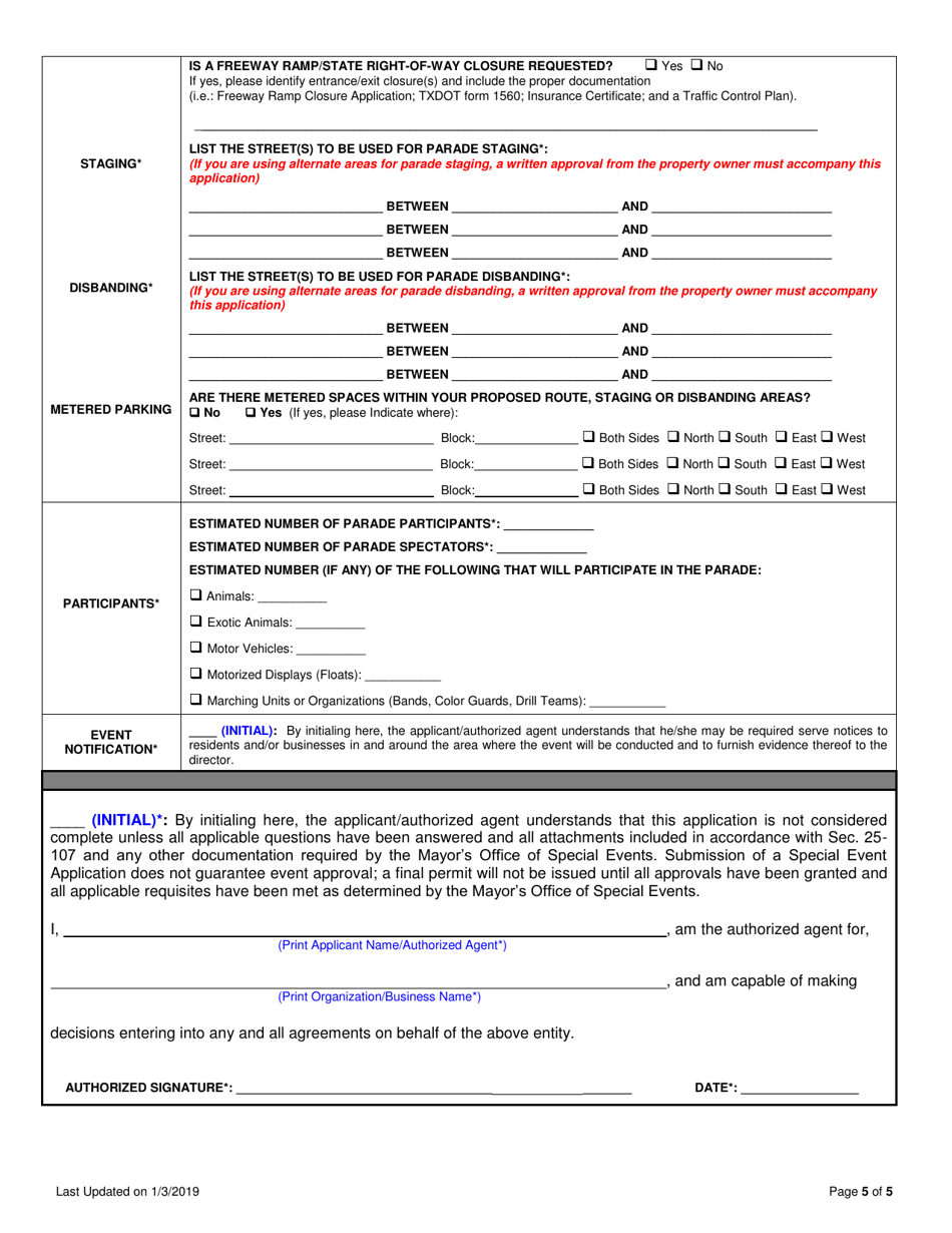 Special Event Application - City of Houston, Texas, Page 5