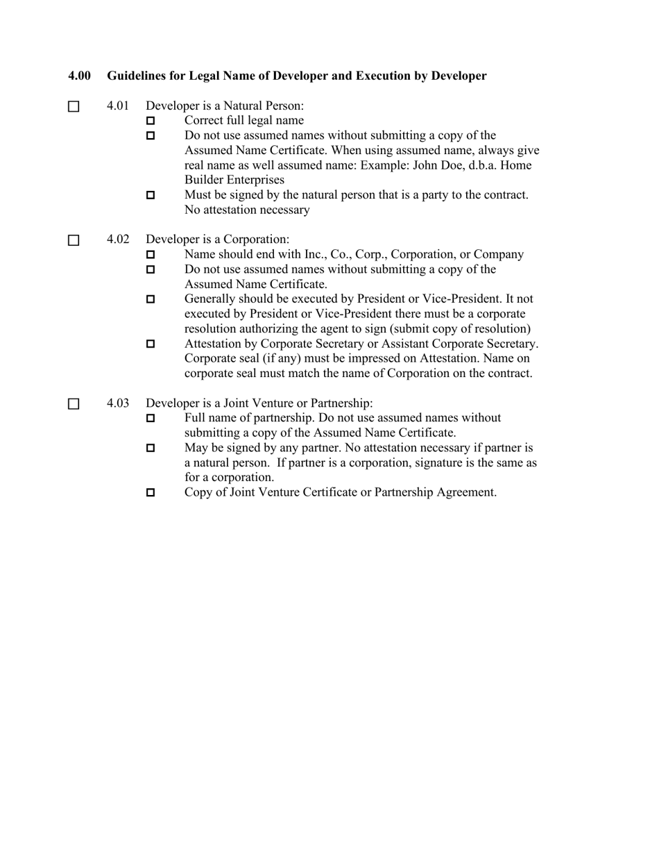 Developer Participation Contract 70%, 50% and 30% Checklist for Developer - City of Houston, Texas, Page 3