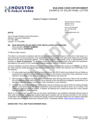 Document preview: Form CE-1387 Solar Panel Letter - Example - City of Houston, Texas
