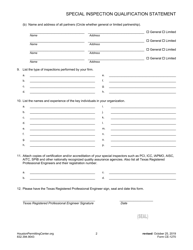 Form H (CE-1270) Special Inspection Qualification Statement - City of Houston, Texas, Page 2