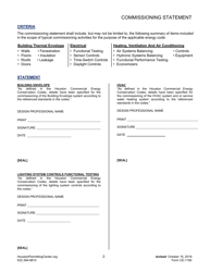 Form CE-1190 Commissioning Statement - City of Houston, Texas, Page 2