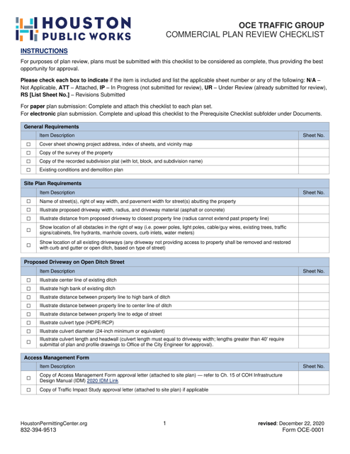 Form OCE-0001  Printable Pdf