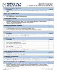Form OCE-0001 Commercial Plan Review Checklist - Oce Traffic Group - City of Houston, Texas, Page 2