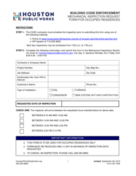 Document preview: Form CE-1048 Mechanical Inspection Request Form for Occupied Residences - City of Houston, Texas