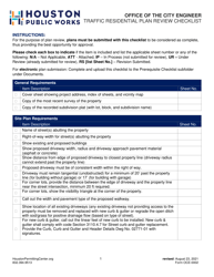 Form OCE-0002 Traffic Residential Plan Review Checklist - City of Houston, Texas