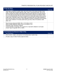 Form OCE-0002 Traffic Residential Plan Review Checklist - City of Houston, Texas, Page 5