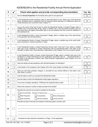Form CE-1325 Residential Facility Annual Permit Application - City of Houston, Texas, Page 2